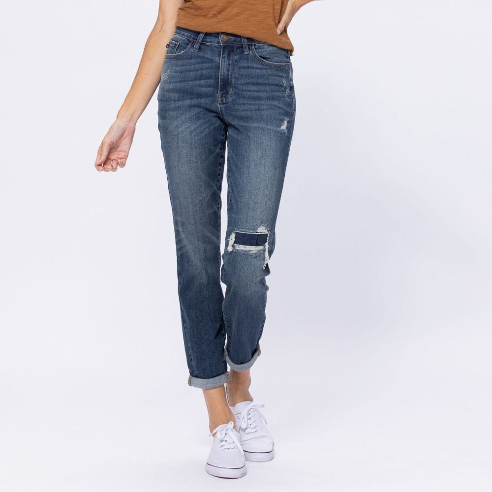 Judy Blue HIGH RISE DESTROY KNEE PATCH BOYFRIND